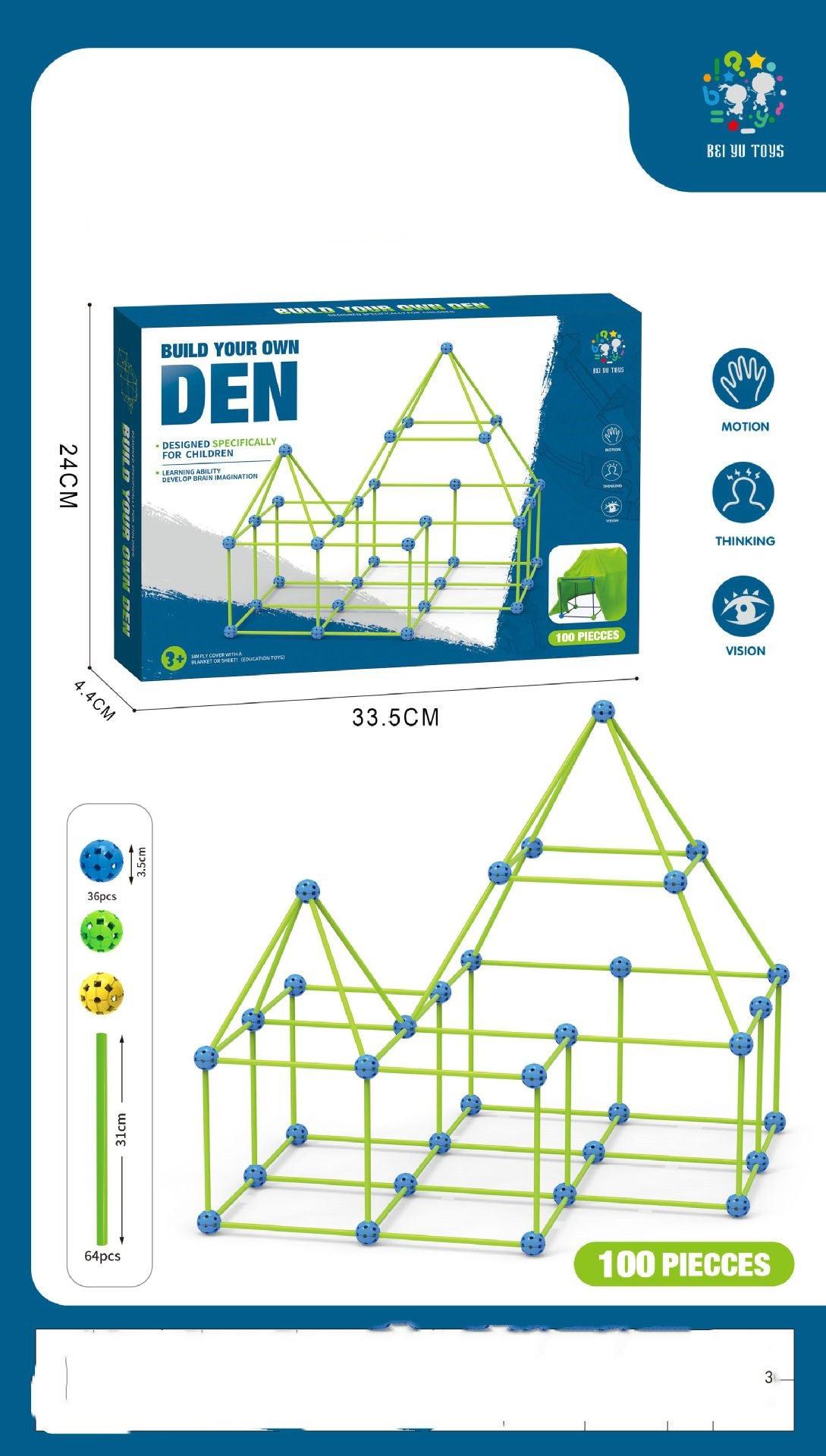 Fort Building Kit Construction Blocks Set Kids Toy Tents Fortress Builder Castles Tunnels Diy 3d Play House For Children Gift - Nioor