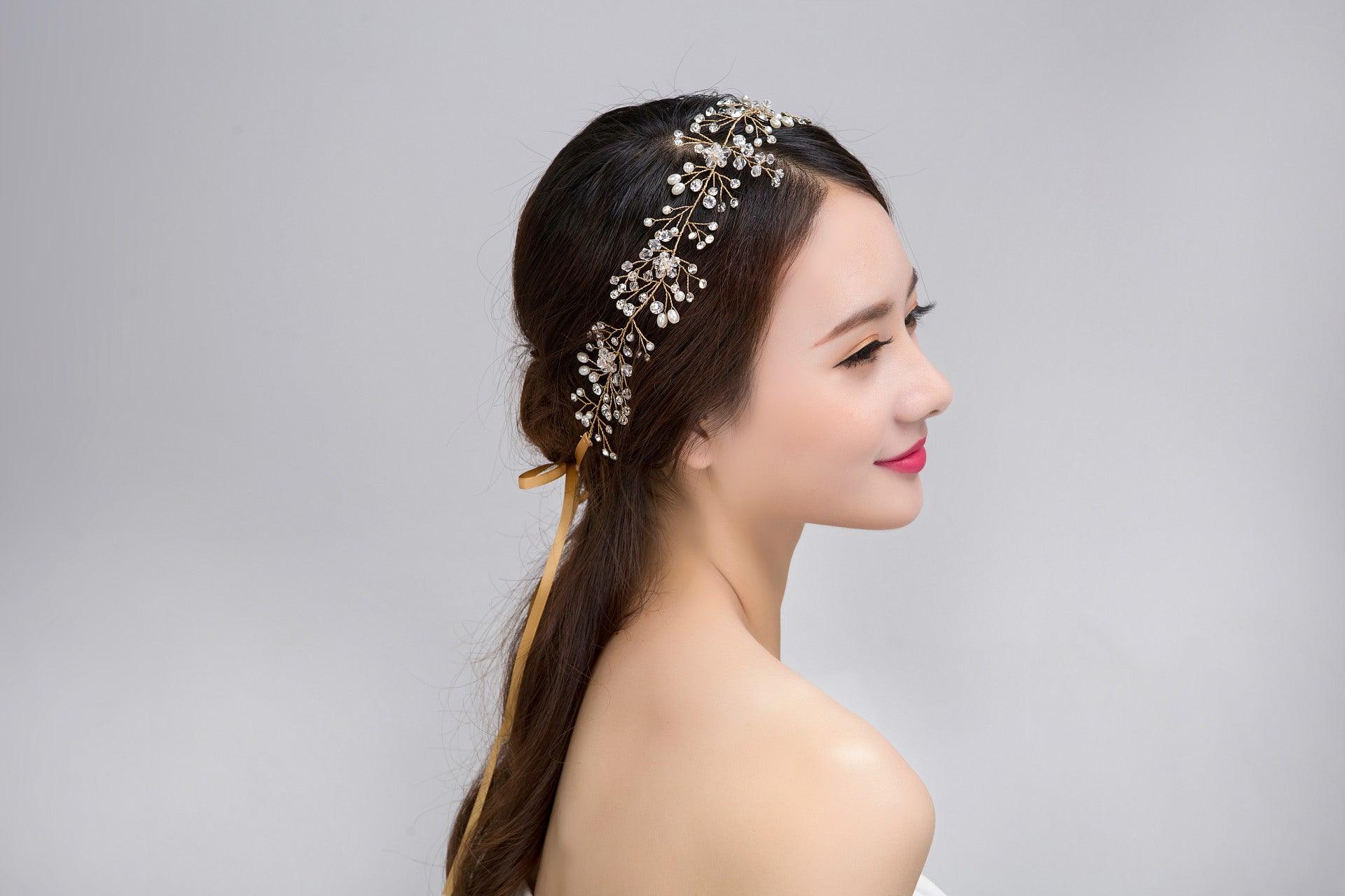 Pure Handmade Gold And Silver Crystal Bridal Hair Accessories - Nioor