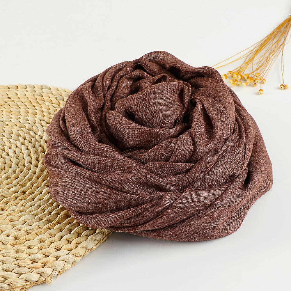 Women's Fashion Pure Color Artistic Cotton And Linen Scarf - Nioor