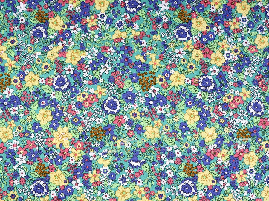 Plant Flower Small Clear Floral Twill Cotton Fabric