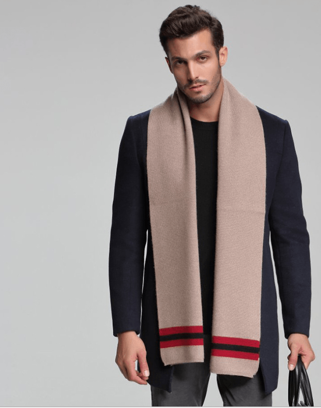 autumn and winter new men's scarf cashmere tide men's business casual thick warm scarf long double-sided - Nioor