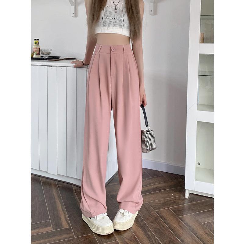 Straight High Waist Slimming Loose And Simple Casual Pants - Nioor