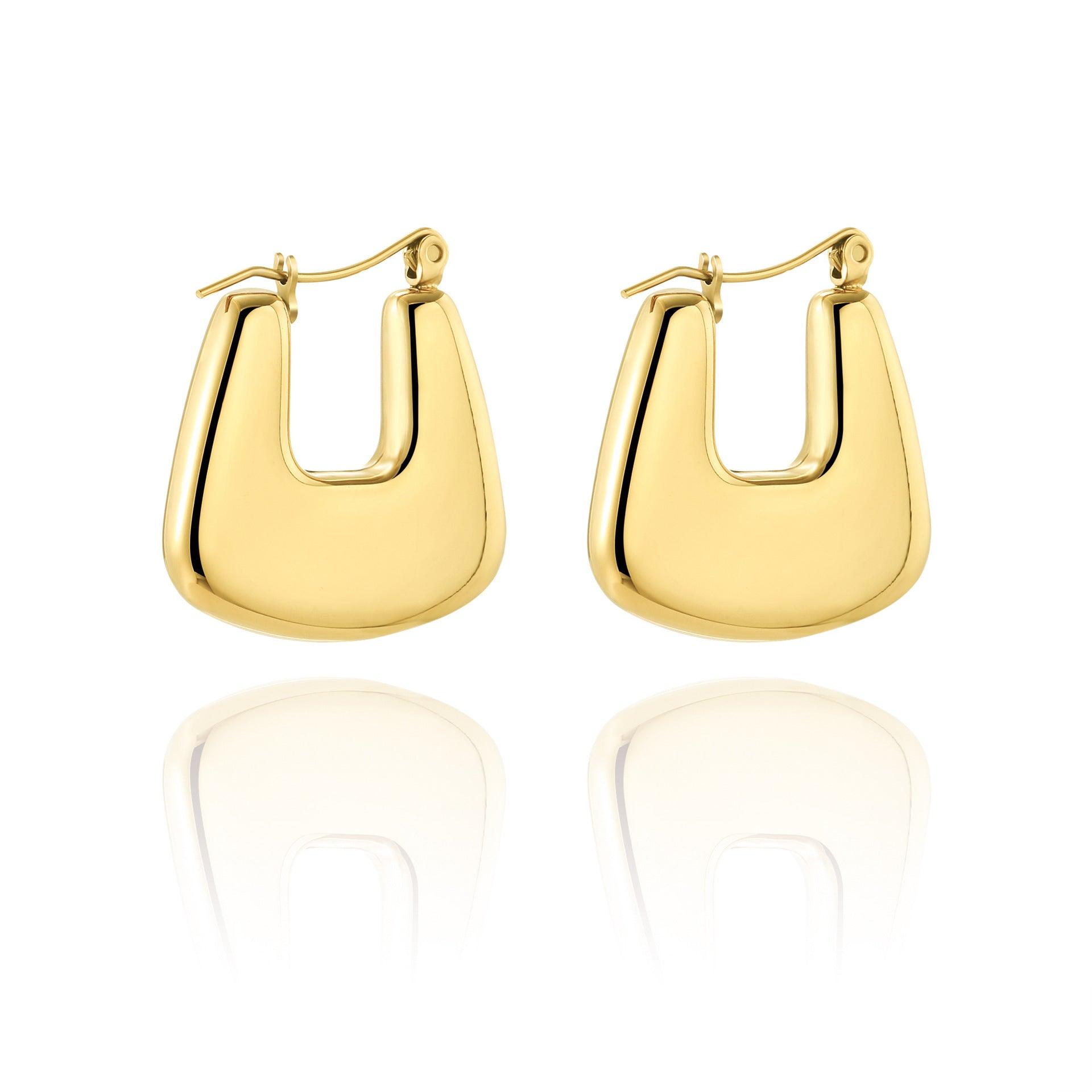 High-grade Titanium Steel Gold-plated Hollow Crescent Earrings - Nioor