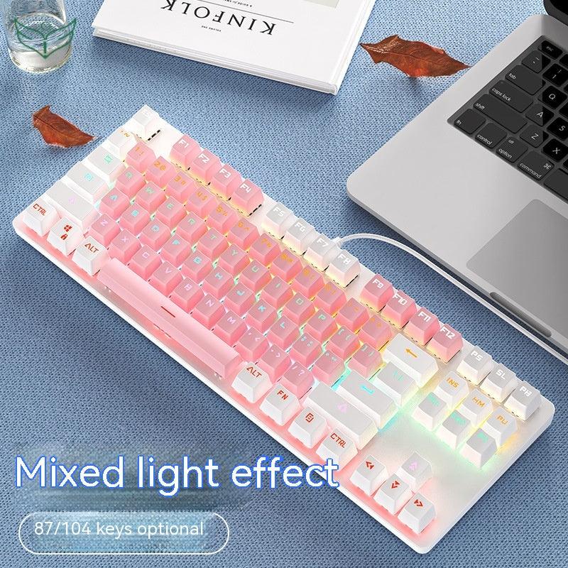 Mechanical Keyboard 87 Key Green Axis Cute Small Keyboard - Nioor