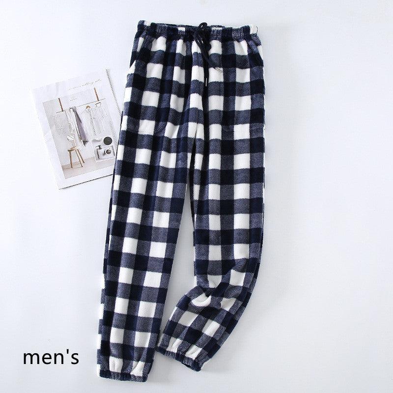 Couple Flannel Pajama Pants Plaid Women Autumn And Winter Plus Size Thickened - Nioor