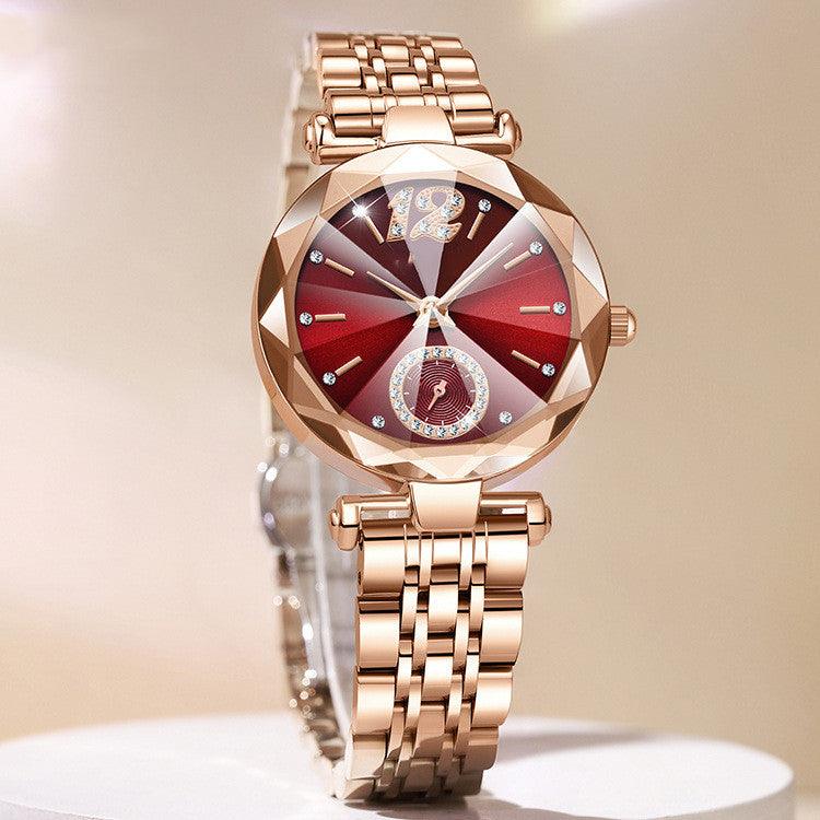 Women's Fashionable Multi-pronged Gradient Glass With Diamond Face Watch - Nioor