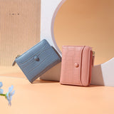 Two-fold Wallet Short Zipper Pu Purse Fashion Large Capacity Multiple Card Slots Ladies