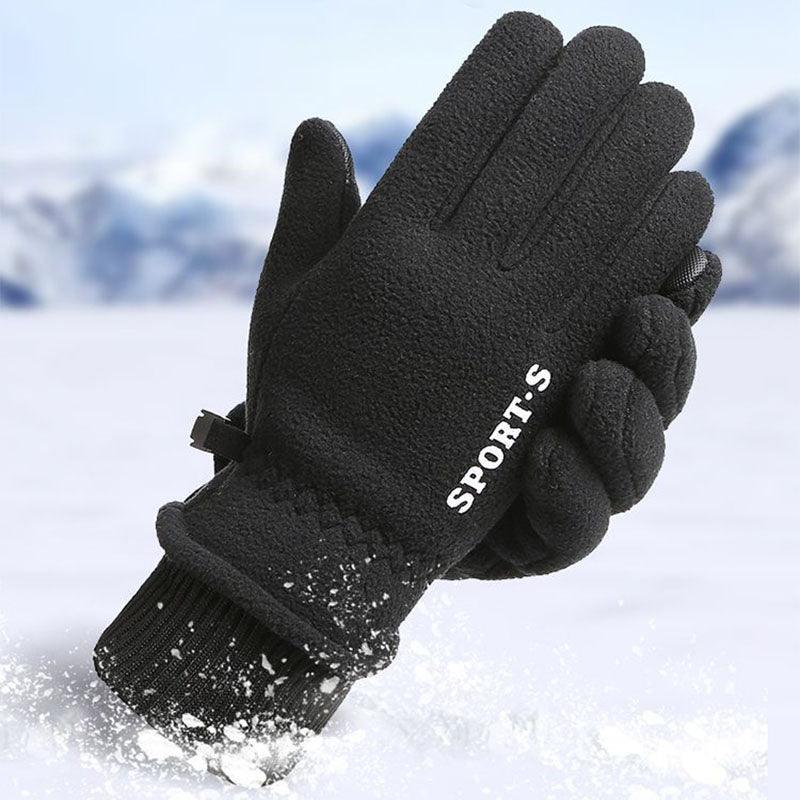 Outdoor Ski Riding Gloves Winter Polar Fleece Flip Cover Winter Gloves Men And Women Plus Velvet Thickened Warm Touch Screen Gloves - Nioor