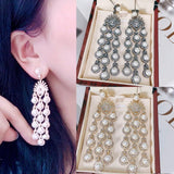 Micro Inlay Zircon Style Beaded Fringe Earrings - Nioor