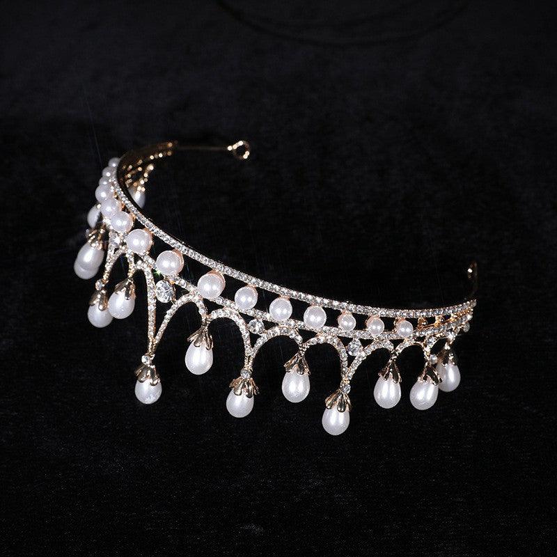 Crown Rhinestone Pearl Baroque Headwear - Nioor