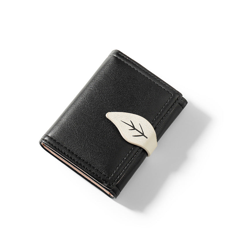 Fashion Folding Short Women's Creative Color Contrast Leaf Wallet