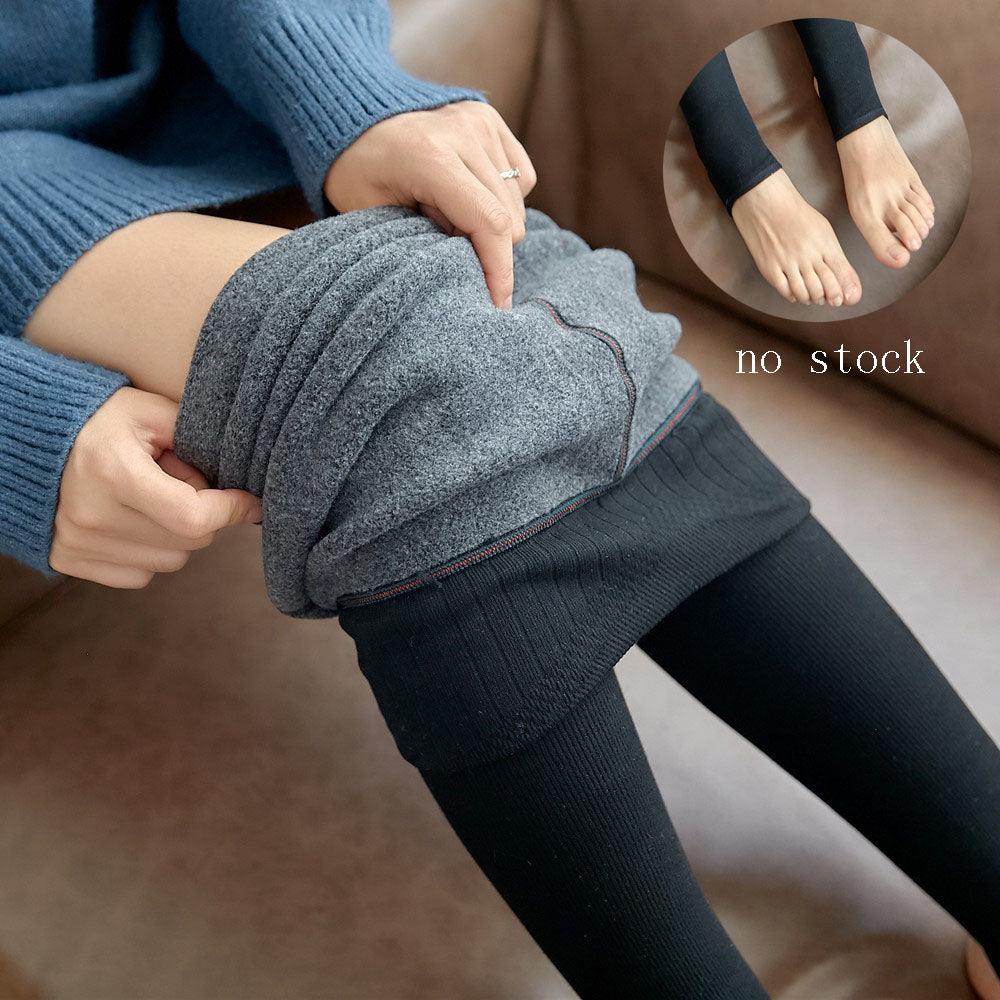 High Waist Stripes Leggings Winter Warm Thick High Stretch Imitation-cashmere Trousers Skinny Fitness Woman Pants - Nioor