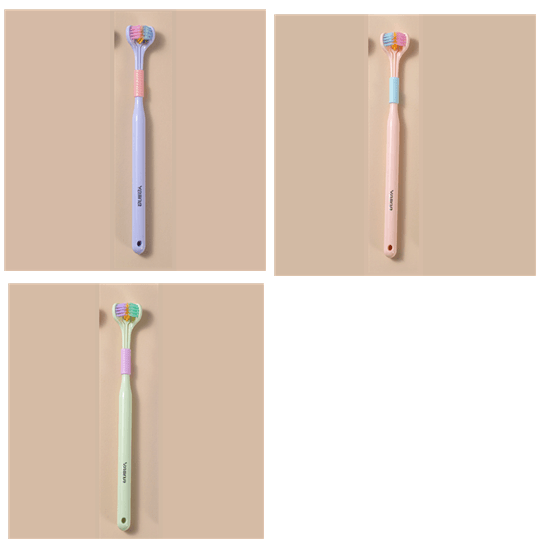 Three-sided Macaron Soft Bristle Toothbrush Care Safety Toothbrush Teeth Deep Cleaning Portable Travel - Nioor