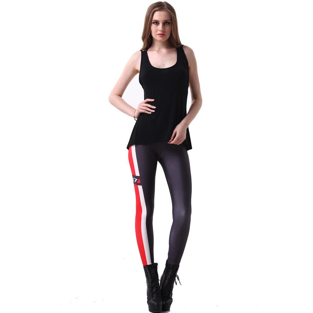 Women's Digital Printed Striped Skinny Leggings - Nioor