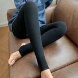 High Waist Stripes Leggings Winter Warm Thick High Stretch Imitation-cashmere Trousers Skinny Fitness Woman Pants - Nioor