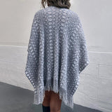 Polyester Yarn Crocheted Hollow Knitted Tassel Cape And Shawl Sweater Women's Cardigan - Nioor