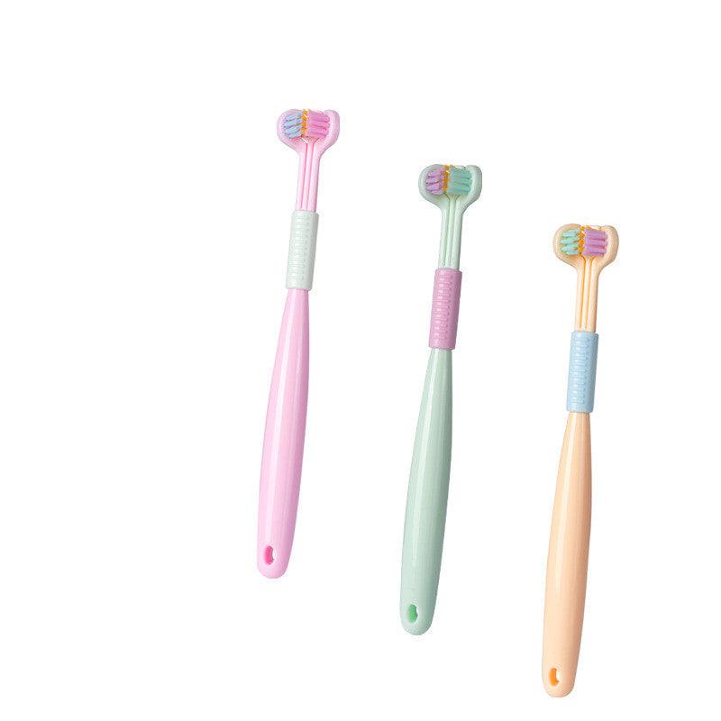 Three-sided Macaron Soft Bristle Toothbrush Care Safety Toothbrush Teeth Deep Cleaning Portable Travel - Nioor