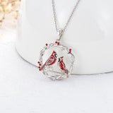 Cardinal Tree Of Life Necklace in White Gold Plated Sterling Sliver - Nioor