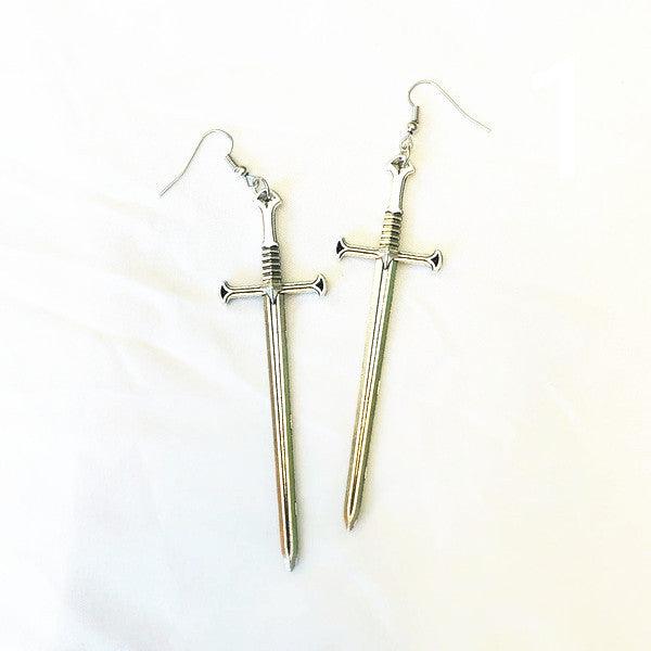 Exaggerated Personality Gothic Bronze Sword Fashion Knife Creative Earrings Alloy - Nioor