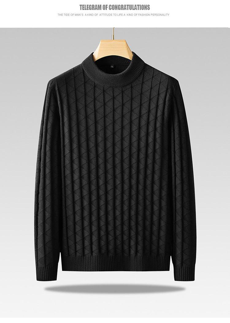 Men's Plus Size Knitted Sweater Loose Round Neck Bottoming Shirt - Nioor