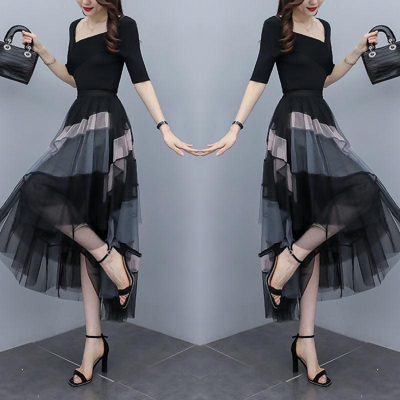 New Women's Summer Adult Lady Like Woman Western Style Youthful-looking Lightly Mature Fashion Tulle Skirt - Nioor