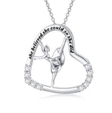 925 Sterling Silver Heart Ballerina Dancer Ballet Dance Pendant Necklace Dance Jewelry Gifts for Women - Nioor