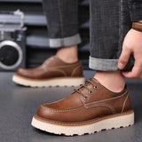 Martin Boots Men's Low Top Retro Casual Shoes British Style Worker Boot Low-top Height Increasing Big Scalp Shoes - Nioor