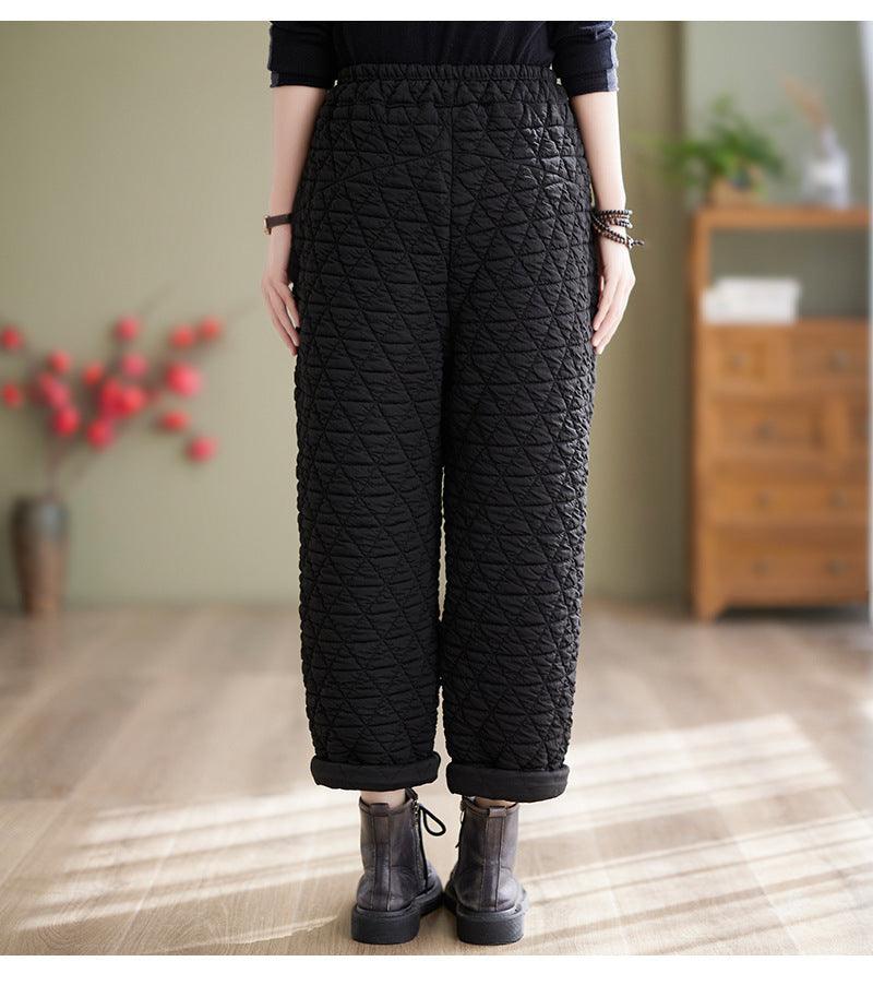 Autumn And Winter Loose Plus Size Quilted Retro Casual Thickening Harem Pants - Nioor