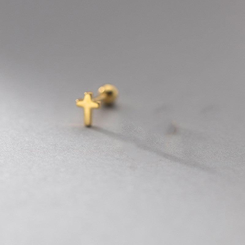 S925 Sterling Silver Stud Cross For Women - Nioor