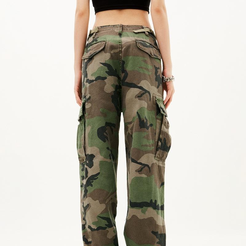 American Retro Hip Hop Camouflage Pants Men - Nioor