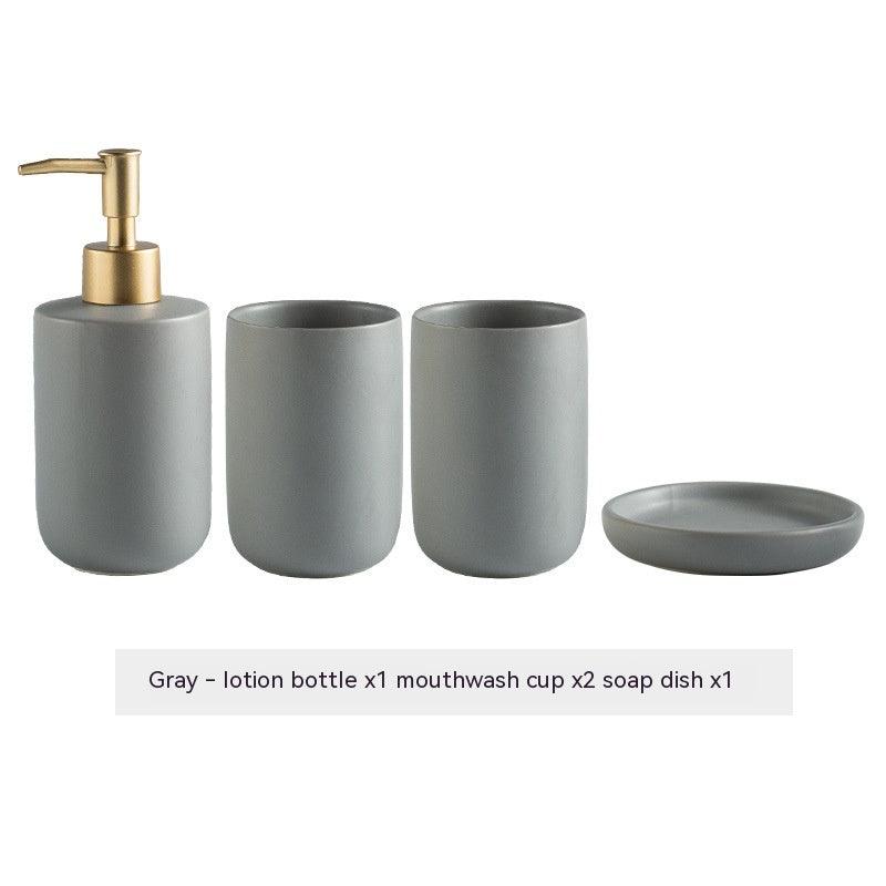 Solid Color Ceramic Bathroom Four-piece Set - Nioor