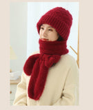 Women's Fleece-lined Autumn And Winter Scarf Hat Integrated - Nioor