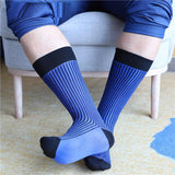 Autumn And Winter Black And Blue Striped Mid-calf Business Men Socks - Nioor