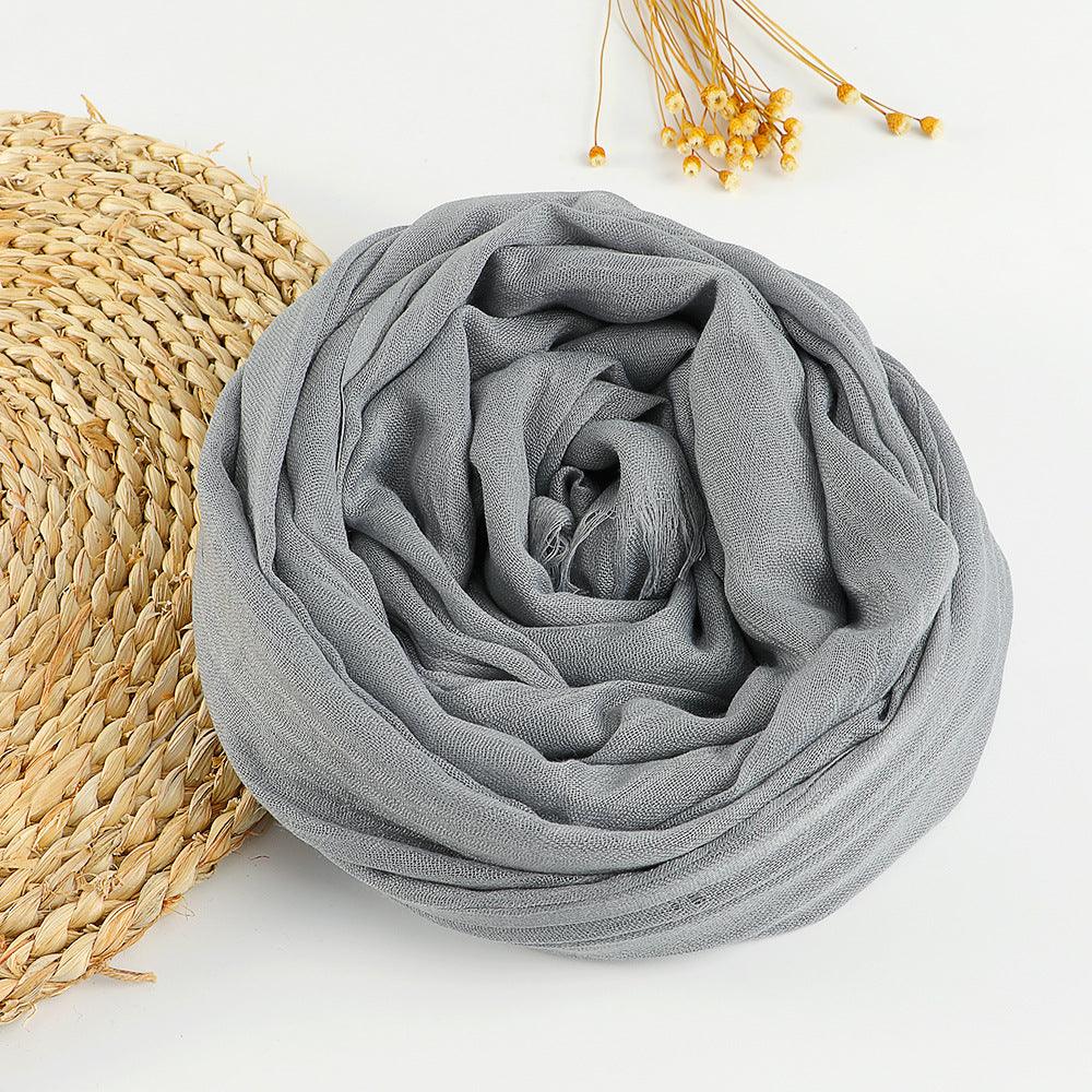 Women's Fashion Pure Color Artistic Cotton And Linen Scarf - Nioor