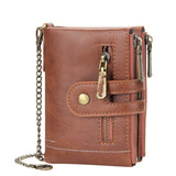 Men's Short Wallet With European And American Double Zippers