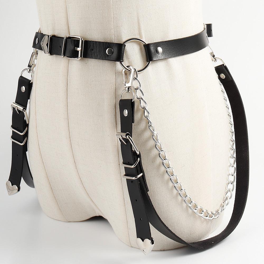 Punk Darkwind Women's Belt Leather Functional Chain Love Belt Sexy Uniform Suspenders Harness Accessories - Nioor