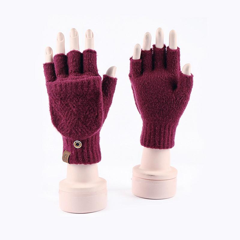 Winter Warm Flip Rhombus Gloves - Nioor