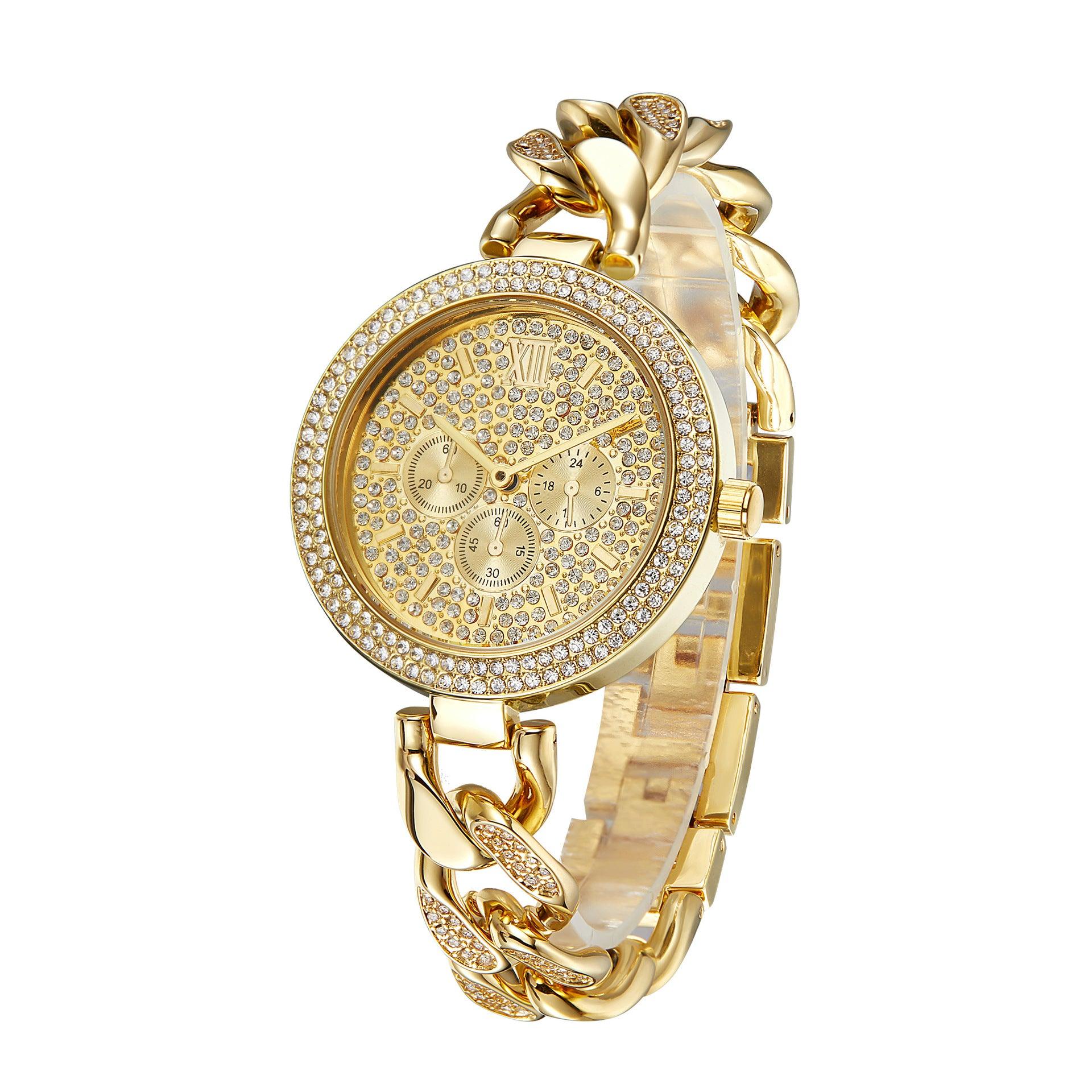 Trendy Diamond Hip Hop Cuban Chain Quartz Watch - Nioor