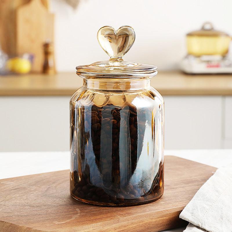 Stained Glass Sealed Jar Love Glass Bottle Household Transparent With Lid Kitchen Food Storage Jar Kimchi Jar - Nioor