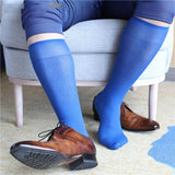 Men's Straight Slimming Stripes Soft Nylon Stretch Socks - Nioor