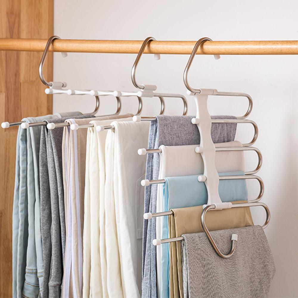 5 In 1 Wardrobe Hanger Multi-functional Clothes Hangers Pants Stainless Steel Magic Wardrobe Clothing Hangers For Clothes Rack - Nioor