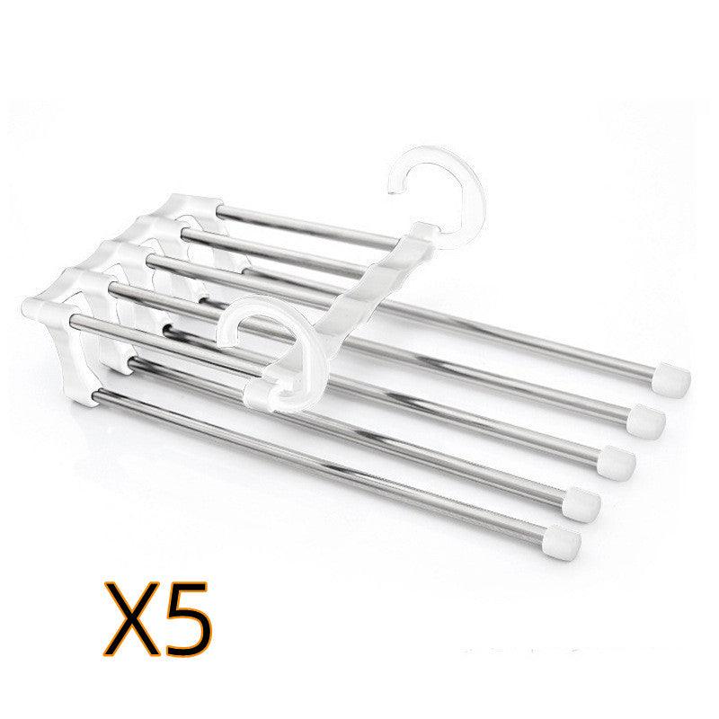 5 In 1 Wardrobe Hanger Multi-functional Clothes Hangers Pants Stainless Steel Magic Wardrobe Clothing Hangers For Clothes Rack - Nioor