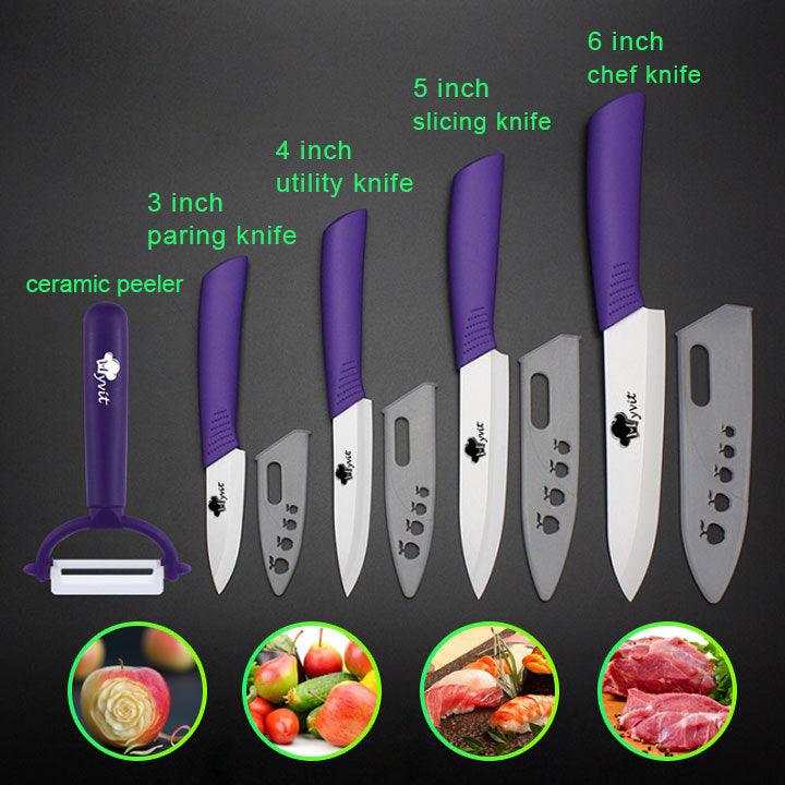 Five-piece zirconia white blade ceramic knife set - Nioor