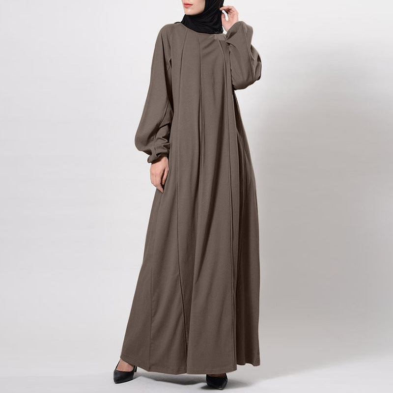 Temperament Commute Solid Color Dress Islamic Muslim Loose Robe