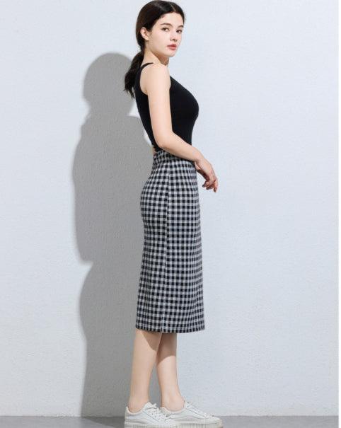 Checkered Knitted Women's Skirt - Nioor