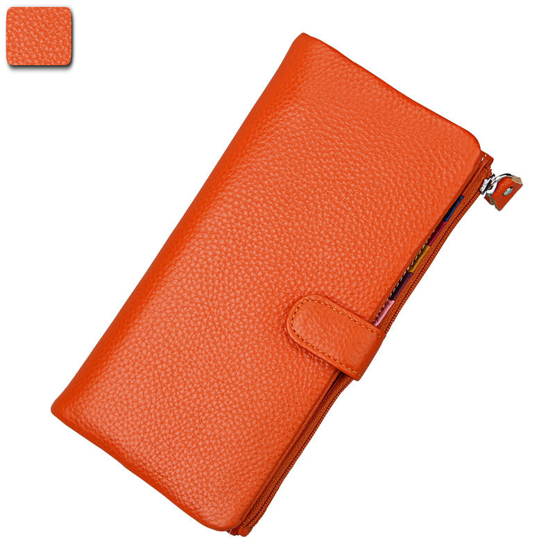 Ladies Long RFID Anti-Scan Wallet Top Layer Leather