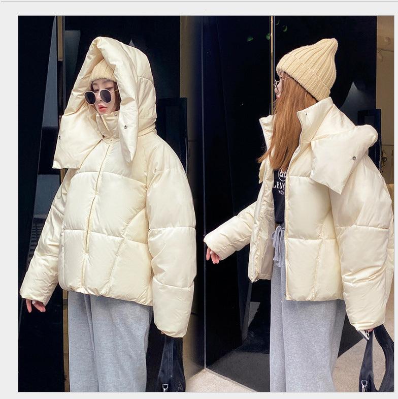 Puffy Hooded Bread Short Cotton-padded Jacket For Women Thick Loose - Nioor