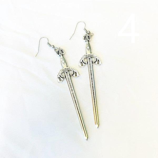 Exaggerated Personality Gothic Bronze Sword Fashion Knife Creative Earrings Alloy - Nioor