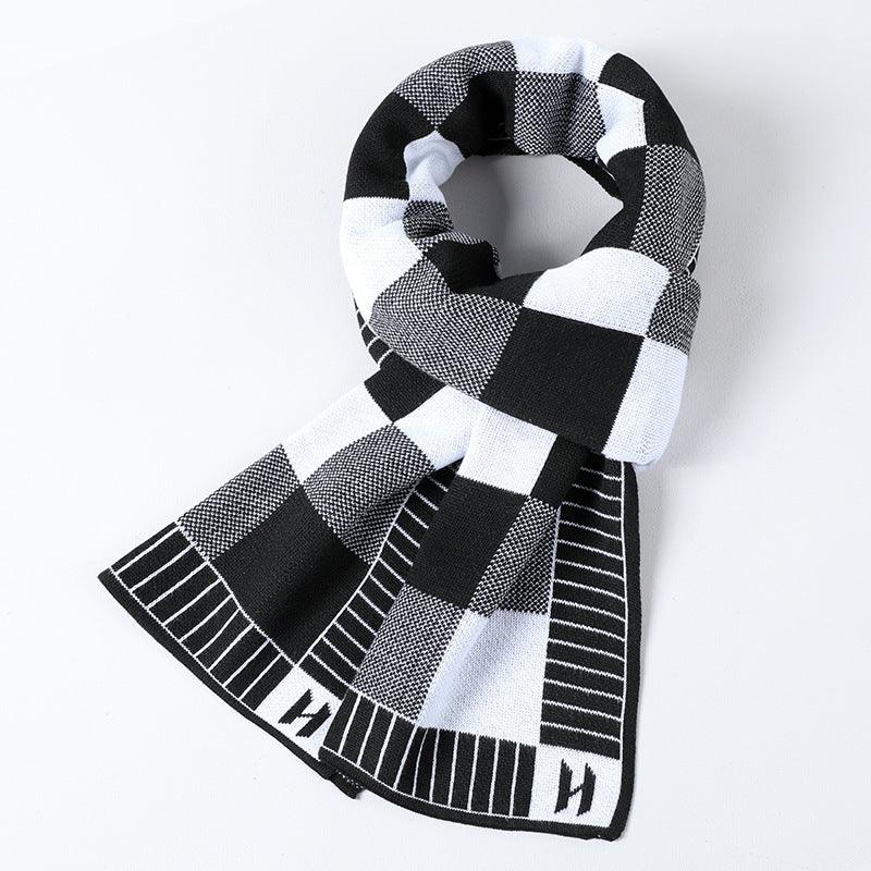 Cashmere Plaid Long Men's Scarf With Neck - Nioor