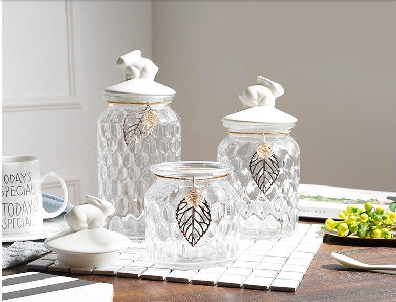 Crystal glass Nordic storage jar with lid - Nioor